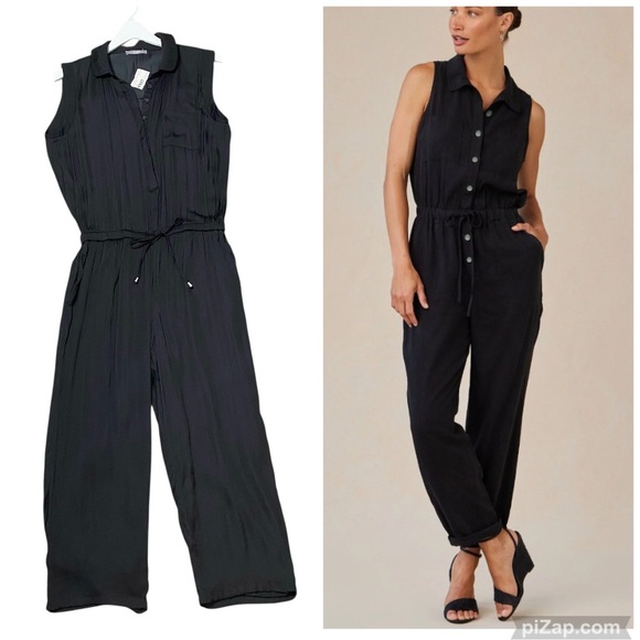 Tart Pants - NWT TART Satin Collared Sleeveless Jumpsuit